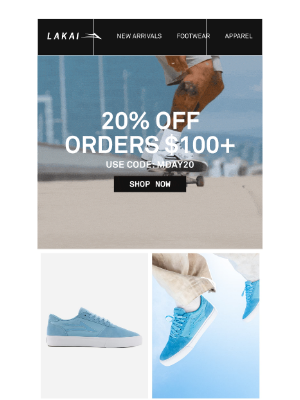 Lakai Footwear - FINAL DAYS | 20% Off Memorial Day Sale