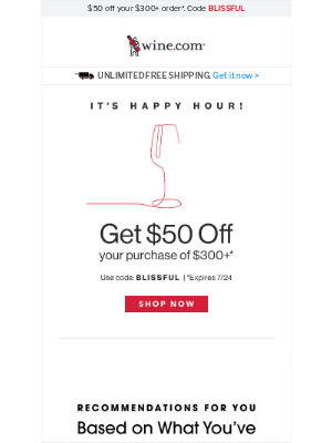 Wine - It's Time to Get Happy: Save $50 on Your Next Order