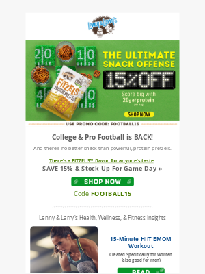 Lenny & Larry’s - Ready for Kickoff? 🏈 Score 15% Off