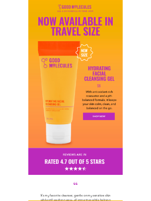Good Molecules (Canada) - your fav cleanser - now in travel size ✈️