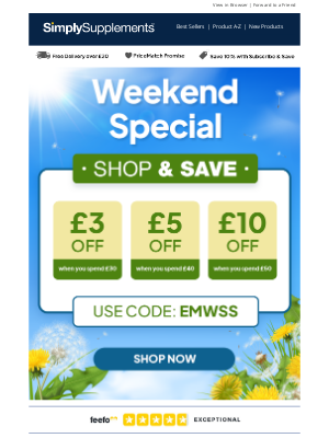 Simply Supplements (United Kingdom) - Unlock your weekend savings - up to £10 off!
