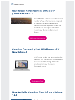 Cambium Networks - cnMaestro™ Product Release + LINKPlanner v6.3.1 online now available!