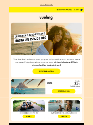 Vueling Airlines S.A. - Despierta el modo verano con un 15% de descuento ⛱️🕶️