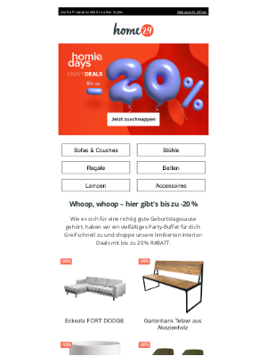 home24 (Germany) - Party Deals mit BIS ZU 20 % Rabatt 🎉