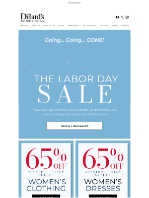Dillard's - 65% Off...Going...Going...GONE!