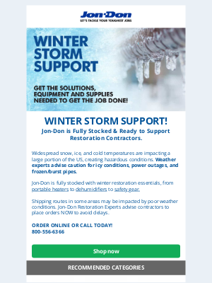 jon-don inc - Winter Restoration Equipment - In-Stock Ready to Ship