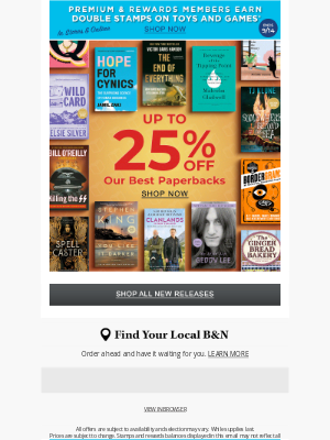 Barnes & Noble - Up to 25% Off Our Best Paperbacks