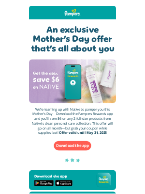 Pampers - Enjoy your free $6 Native coupon