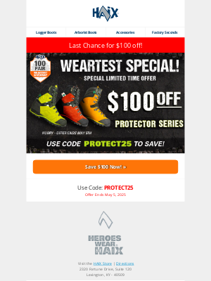 Haix North America - HAIX Friend, don’t miss this last chance for $100 off Protector logging boots