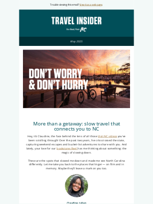 Visit North Carolina - Rush less, see more: NC’s slow travel playbook