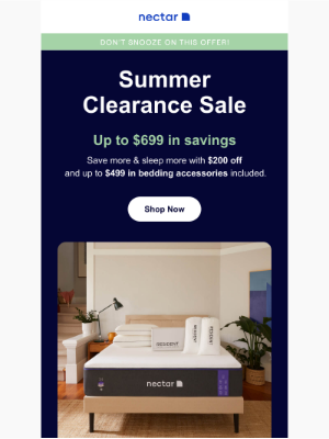 Nectar Sleep - Clearance Sale Extended. Whew.