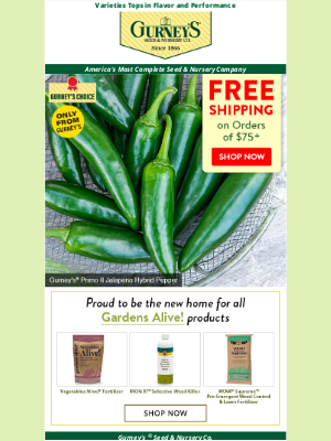 Gurney’s Seed and Nursery Co. - Get your spring veggie order shipped FREE.