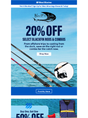 20% Off Blackfin Rods & Combos!