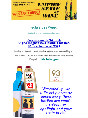 Sherry-Lehmann Inc - WINERY DIRECT - Nittardi, Michelangelo nectar 93Pts