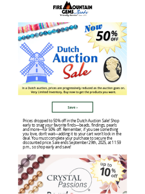 Fire Mountain Gems and Beads - Watch the Deals Grow at the Dutch Auction SALE!