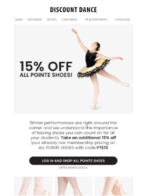 Huge pointe shoe savings just in time for winter performances!