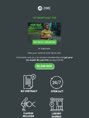 JD Gyms (United Kingdom) - Summer gains incoming... 1st month £10 😎