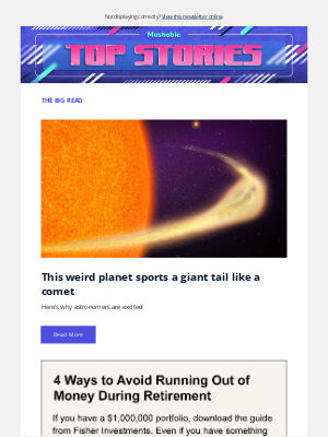 Mashable - This weird planet sports a giant tail like a comet