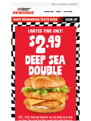 Checkers Drive-In Restaurants - Weekend Exclusive: $2.49 Deep Sea Double 🐟