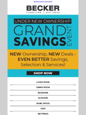 Becker Furniture World - Grand Savings Event Starts Now!