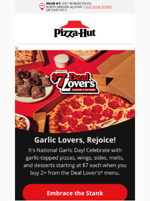 Pizza Hut - Celebrate National Garlic Day with some garlicky cheese sticks 😋