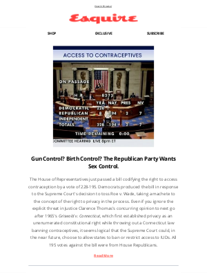 Esquire - Republicans Want Sex Control