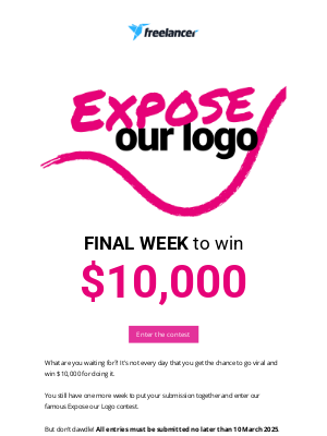 Freelancer - FINAL WEEK: Expose our Logo for a Chance to Win $10,000