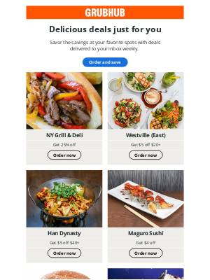 GrubHub - Discounts await at NY Grill & Deli and more