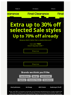 ASOS (United Kingdom) - Extra up to 30% off selected Sale styles