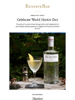 Reserve Bar - Don't Miss World Martini Day