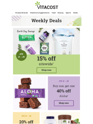 Vitacost - 15% off Sitewide + More Weekly Deals