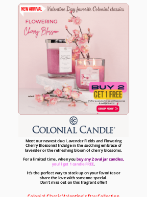 Colonial Candle - 🌸 Get One FREE: Lavender Fields & Cherry Blossoms