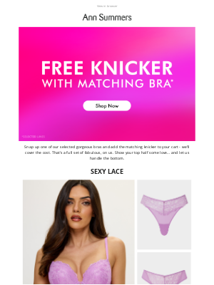 Ann Summers - Grab Your Free Knicker with a Matching Bra! 💖