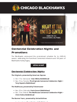 NHL - Drumroll Please 🥁 Centennial Celebration Nights & Promotions