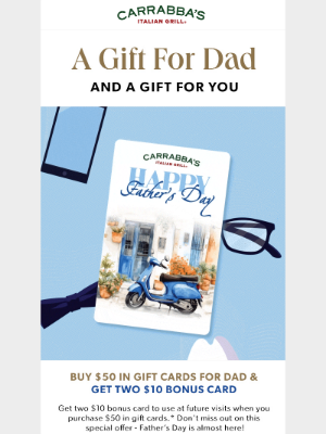 Carrabba's Italian Grill - Limited Time Offer: Gift Card Double Bonus!