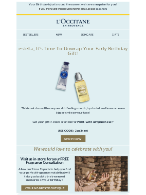 L'Occitane (United Kingdom) - Your early birthday surprise inside!