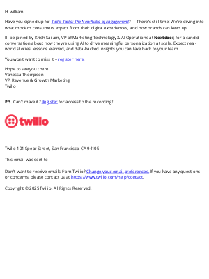 Twilio - [Next Week] See how Nextdoor is using AI to power personalization