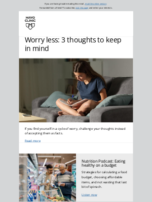 Mayo Clinic - Worry less: 3 thoughts to keep in mind