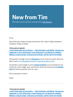 Tim Ferriss - New from Tim — 