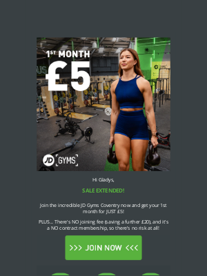 JD Gyms - OFFER EXTENDED: 1st month £5, no contract!