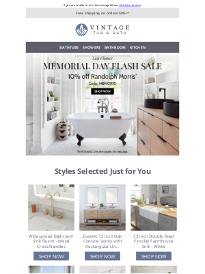 Vintage Tub - Memorial Day Sale Ending
