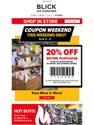 Blick Art Materials - This weekend only: 20% OFF! 🏷️