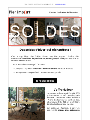 🎉 Jusqu'à -50% : top départ pour les soldes !