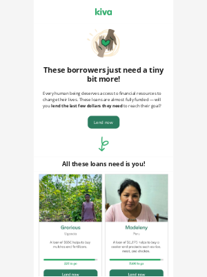 Kiva - Send this loan across the finish line!