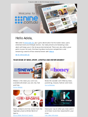 Channel 9 (AU) - Adela, welcome to nine.com.au