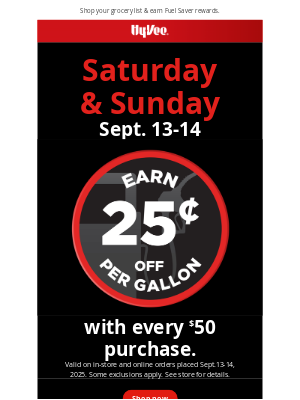 Hy-Vee - 2-Day Fuel Saver: Don't miss these earnings! ⛽🚗