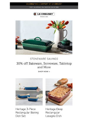 Le Creuset - Stoneware Savings: 30% off Bakeware, Serveware, Tabletop and More