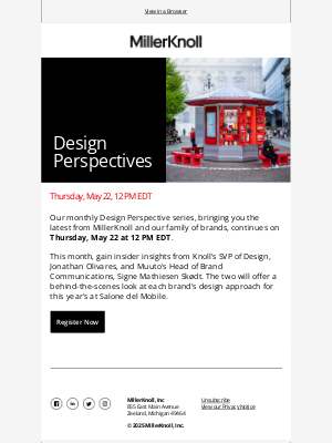 Herman Miller - Reminder: Don't Miss Our Next Design Perspectives: Knoll & Muuto at Salone del Mobile