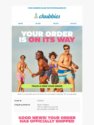 Chubbies - Shipment Confirmation for Order #5233310