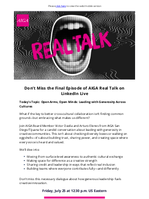 AIGA - Don’t Miss the Final AIGA Real Talk on LinkedIn Live